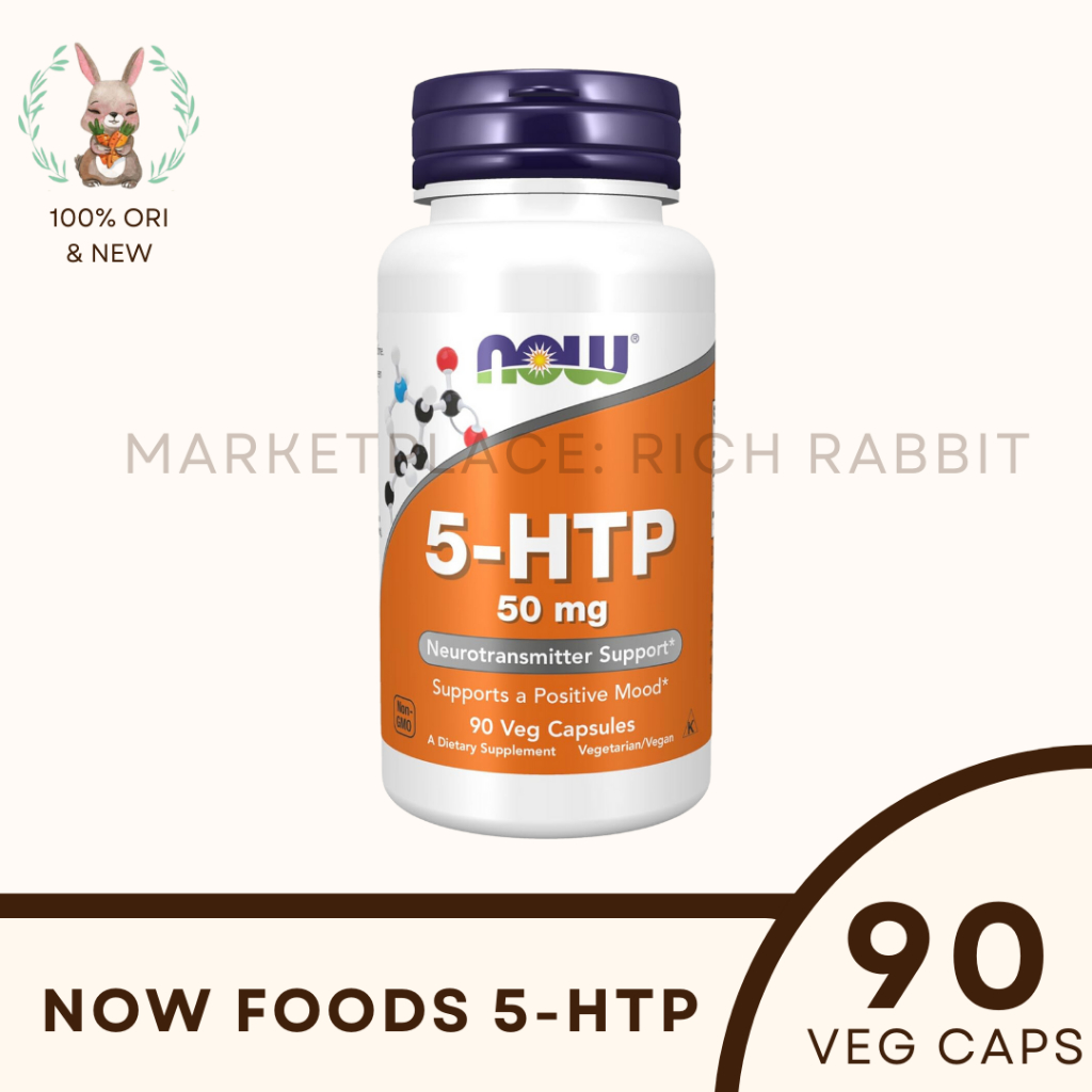 Now Foods 5-HTP 5HTP 5 HTP Mood Swing Depresi Migrain Insomnia 90 Veg Caps