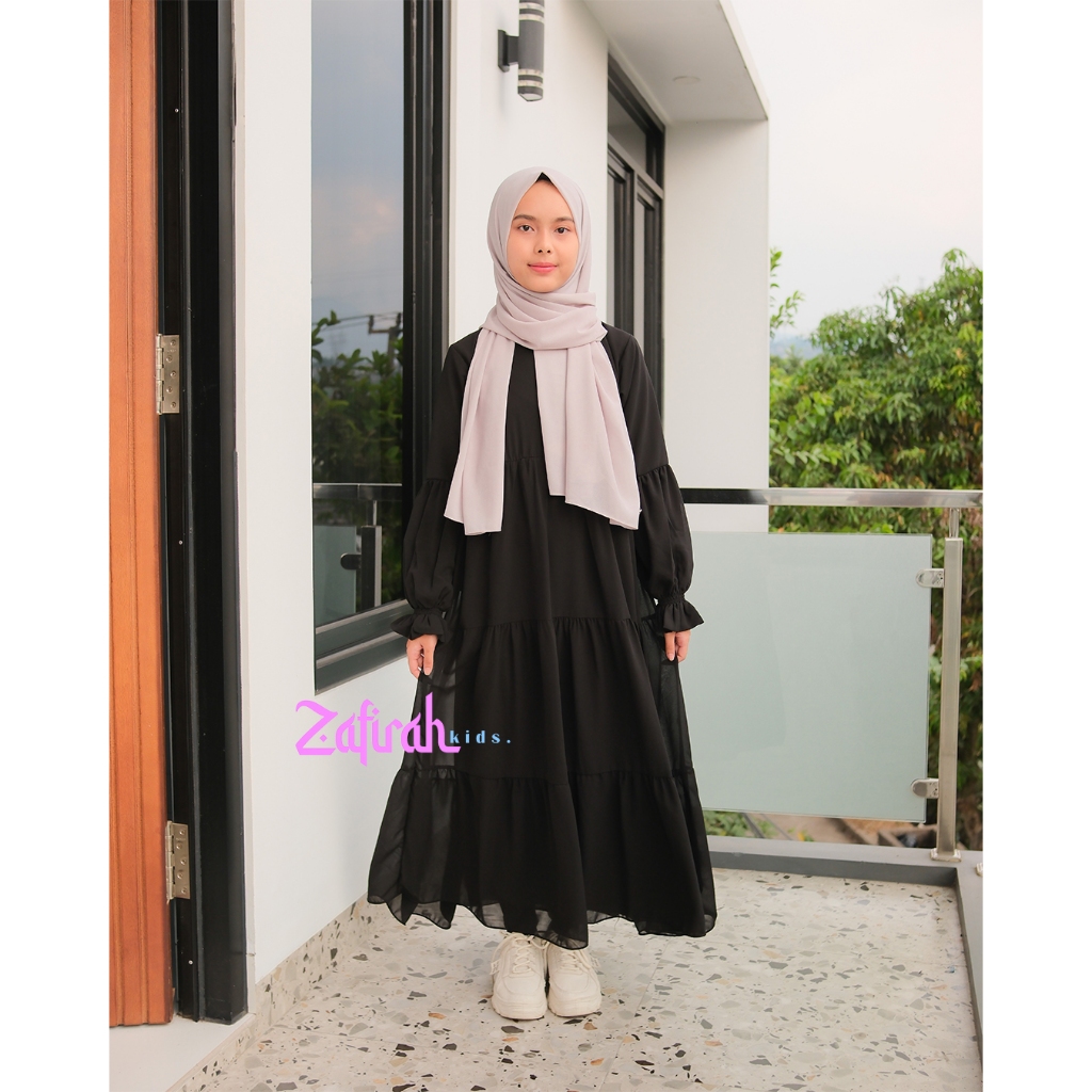 Gamis Anak Perempuan Warna Hitam - Aishwa Dress Series By Zafirah Kids