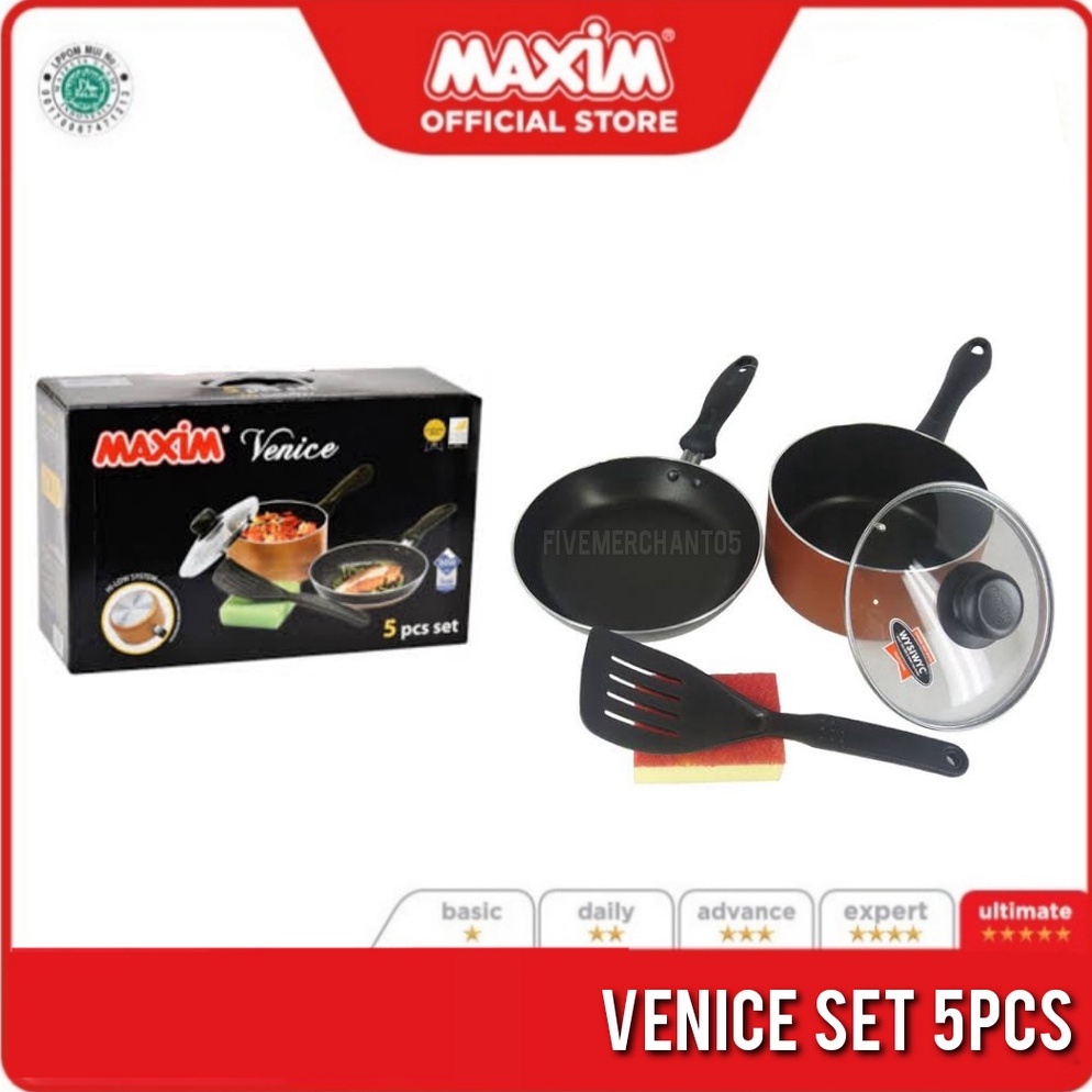 Diskon Panci Set Maxim Venice 5pcs Panci Teflon Set Maxim Venice Set Panci Wajan Teflon Maxim Set EP