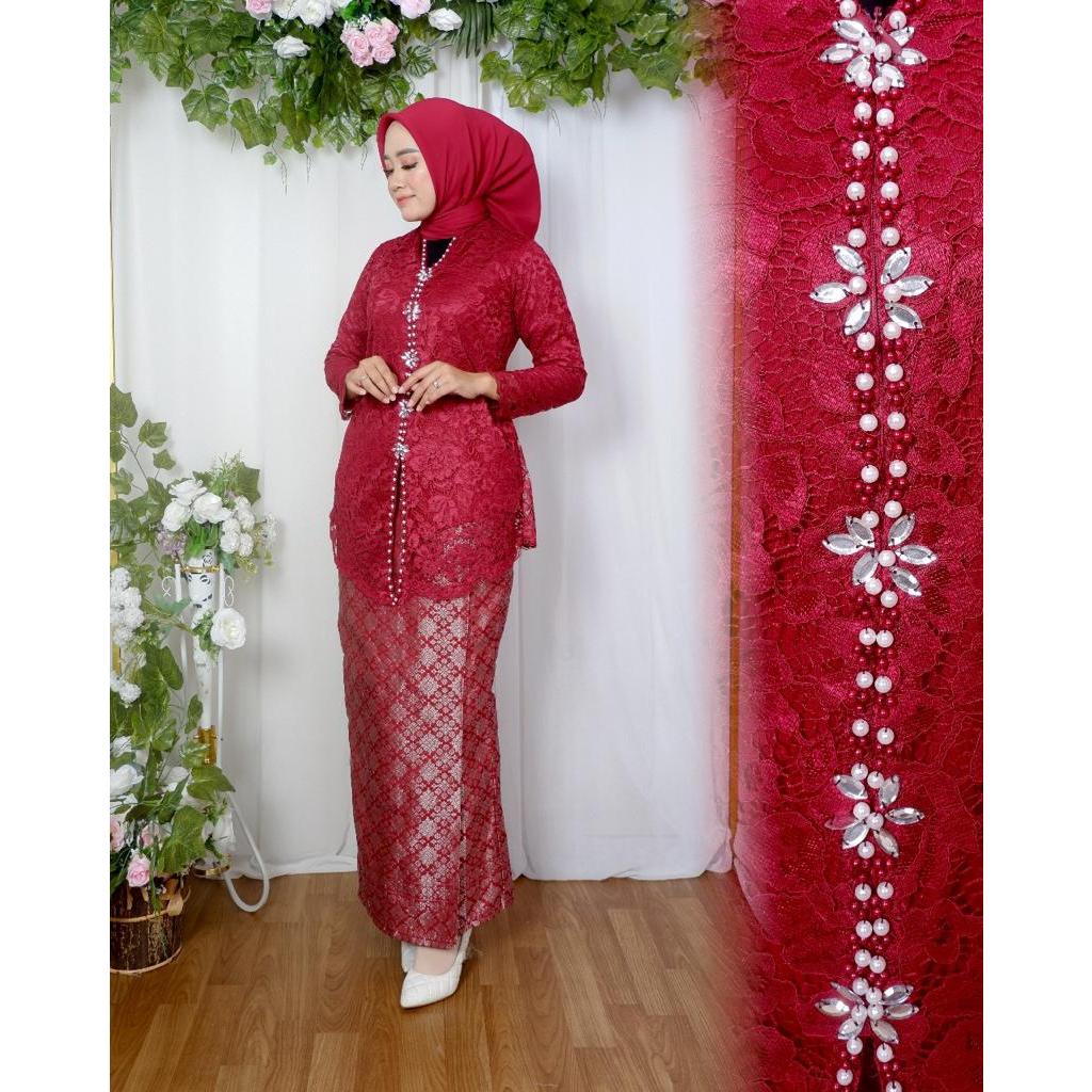 Setelan kebaya encim brokat payet / kebaya modern / kebaya wisuda / kebaya cantik