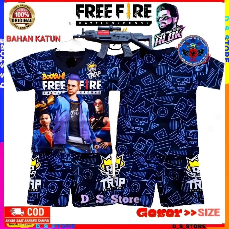 Baju FREE FIRE anak laki laki lengan pendek/setelan free fire tembakan