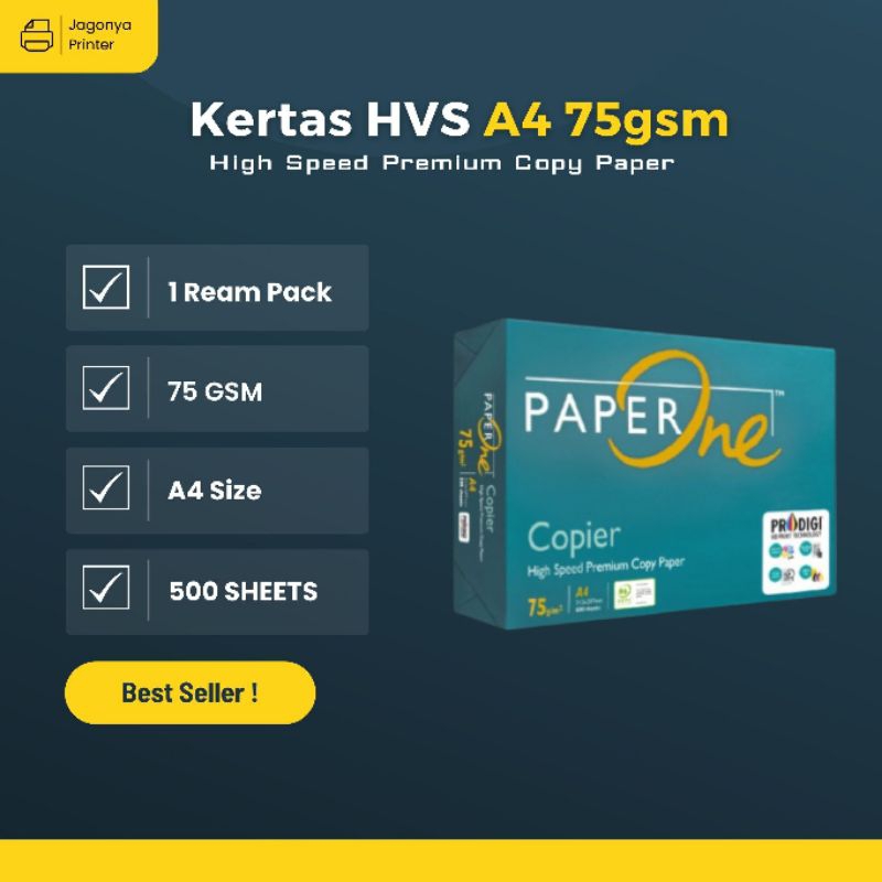 

PaperOne Kertas A4 75gr Copier 1 Rim (500 lembar) kertas HVS