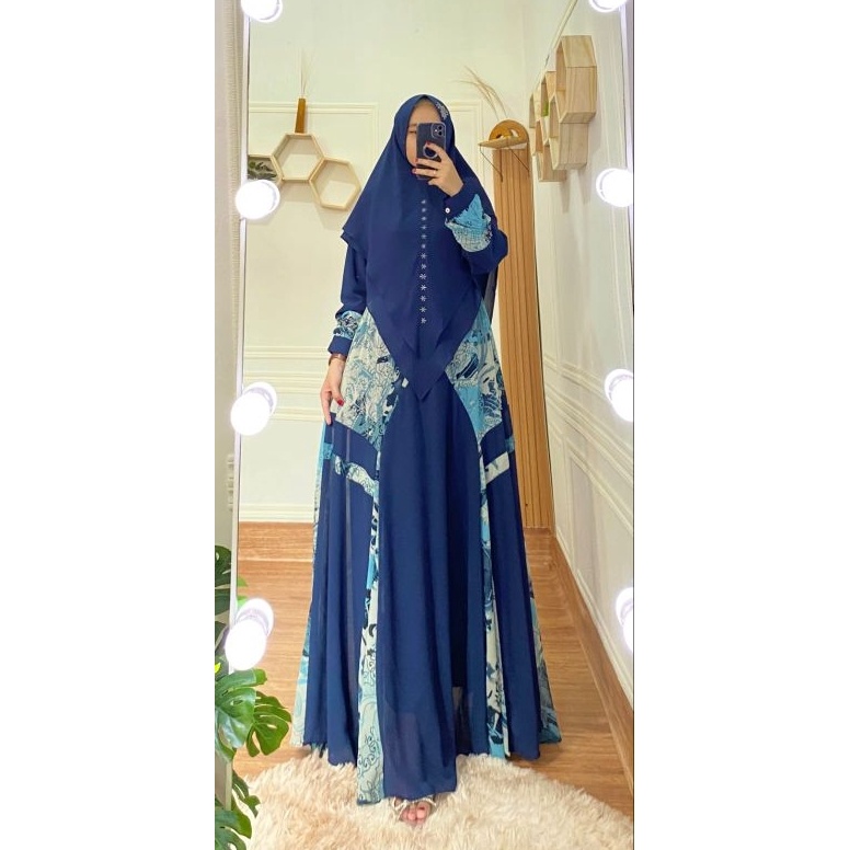 siap kirim.. Gamis Syari Set Khimar Premium By Double G Ceruty Babydoll Armani
