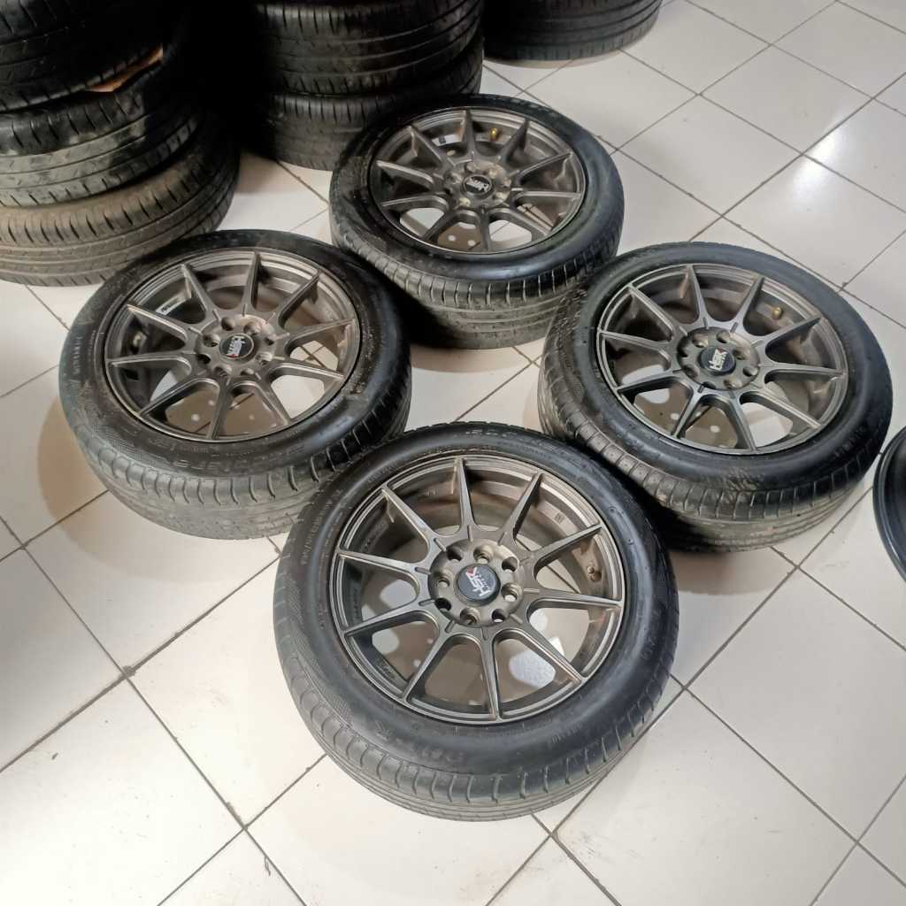 velg mobil bekas HSR RAI S2 ring 15 pcd 4x100/114,3 plus ban 185 55 r15