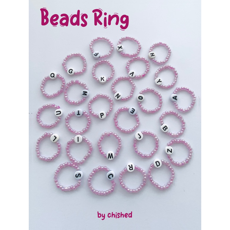 Cincin Manik Korea/ Ring Beads Huruf BW