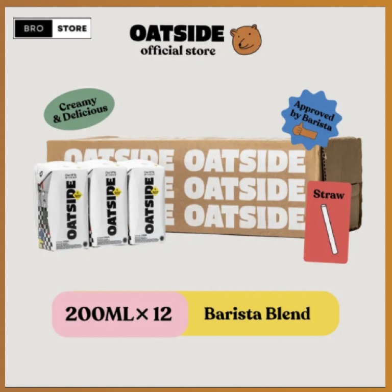 

[☺M16\] OATSIDE MINI STRAW 1 Karton (Isi 12) - Oat Milk Barista Blend 200 ML Sale of Month
