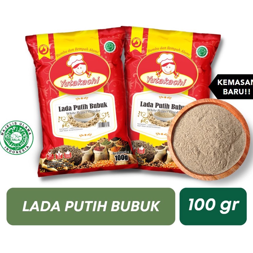 

[♕I25<] Lada Putih Bubuk Super 100 Gram Yutakachi Murni Alami / Pusat Bumbu Rempah Dapur / Merica Bubuk / Ground White Pepper Powder / Bumbu Masak JSR [34]