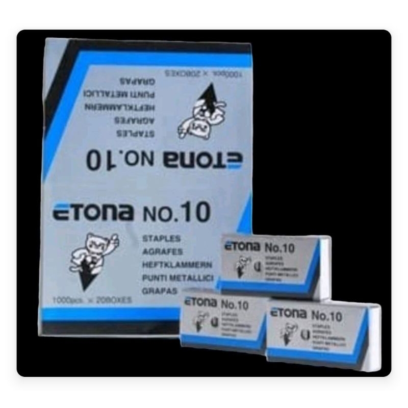 

Staples Etona nomor 10 / Refil Staples Etona Per Pak (20 kotak kecil)