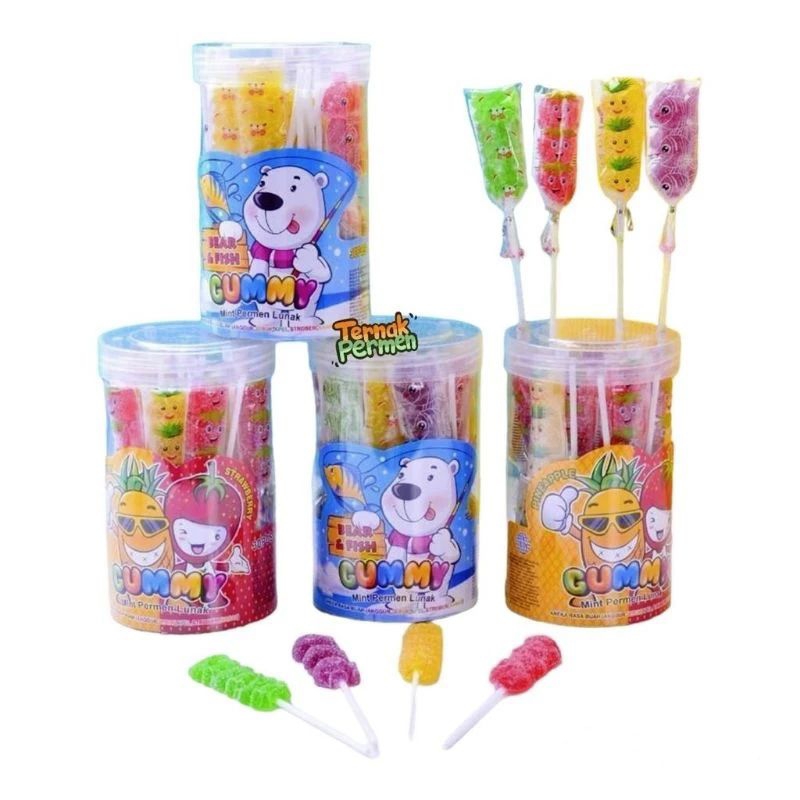 

1 Toples Permen Lunak Gummy Fish & Bear 30 Tusuk
