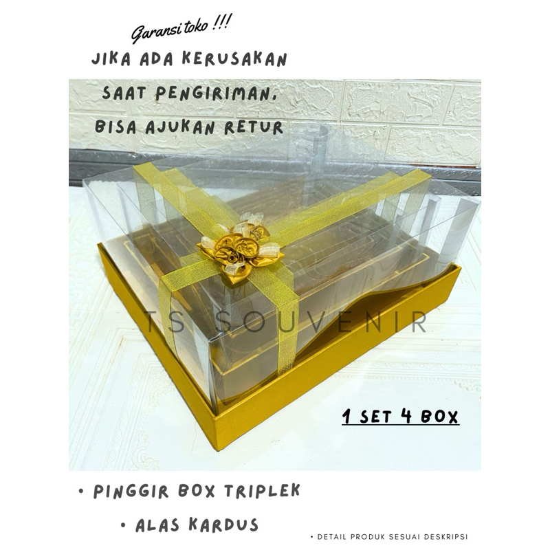 

BOX SESERAHAN / HANTARAN / BOX HAMPERS / KOTAK KADO TUTUP MIKA 1 SET WARNA GOLD