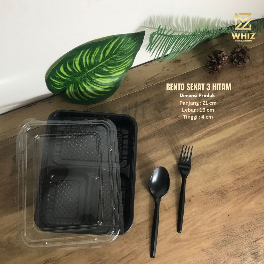 [25 PCS] Mika Bento Sekat 3 TAHAN PANAS / Tray Bento / Box Bento Kotak Bento Set + Sendok Garpu Mura