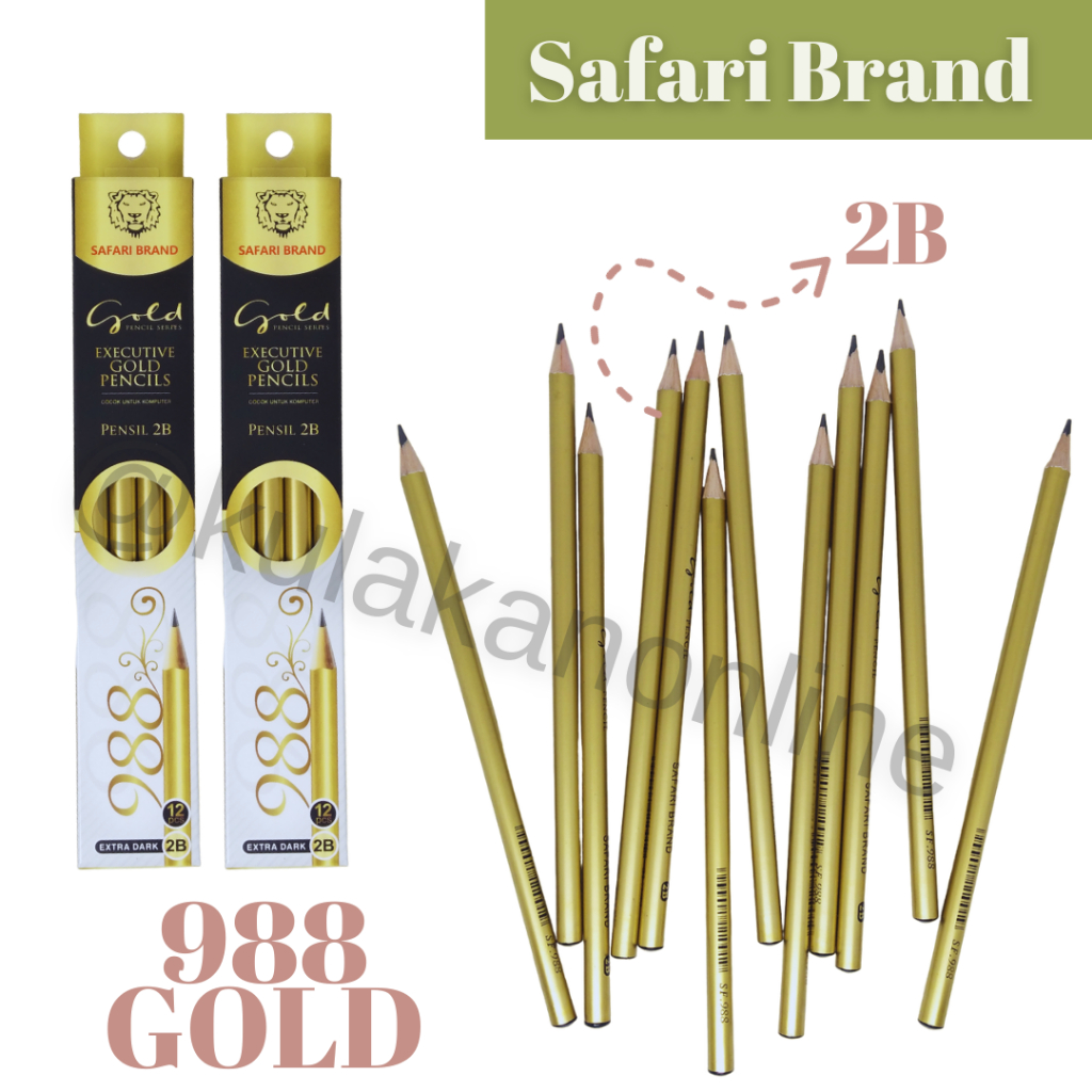 

Safari Pensil 988 Gold / Pensil series 2B Executive Gold (1 Pack isi 12 Pcs)