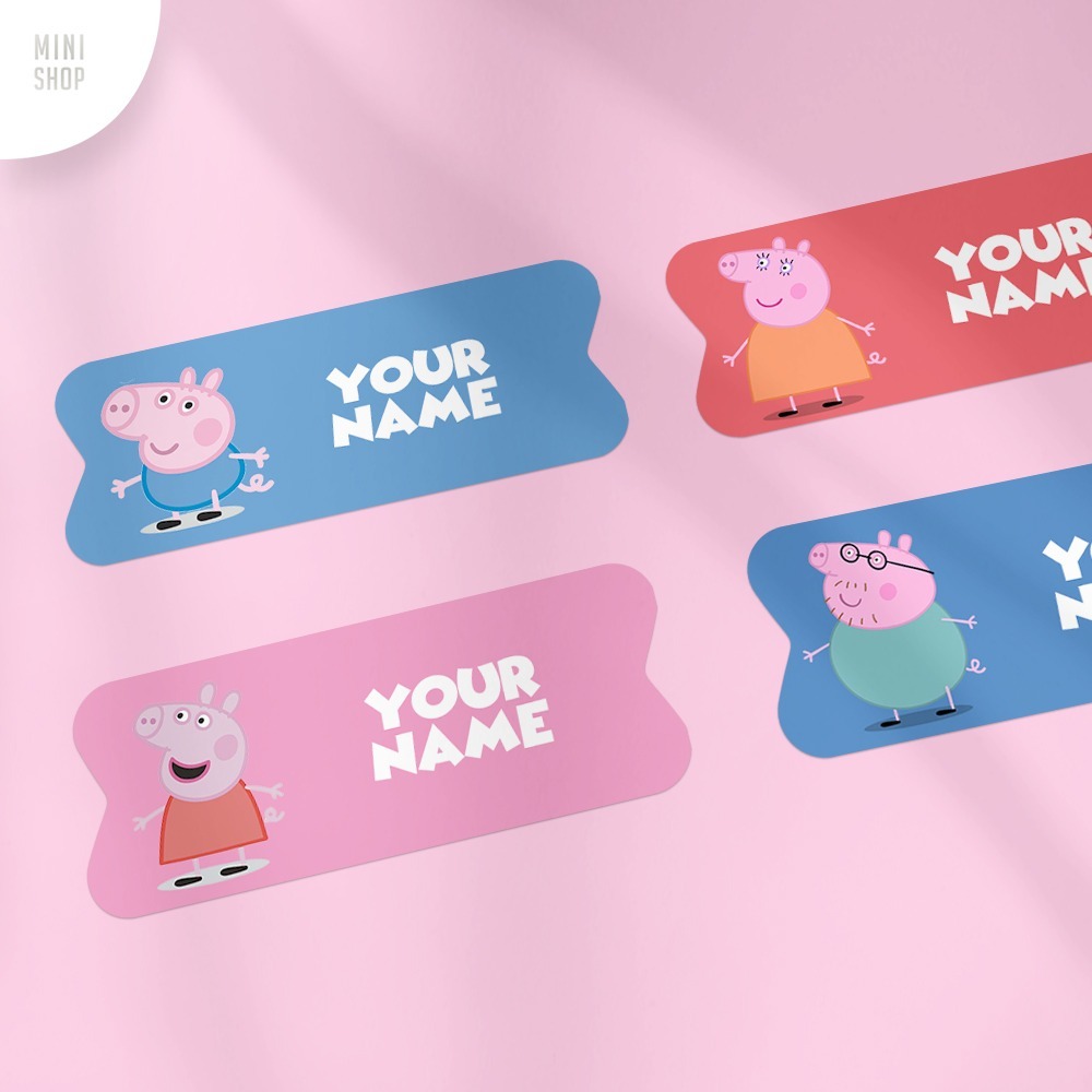 

Stiker Nama Custom Waterproof Peppa Pig ( George Mommy Daddy )
