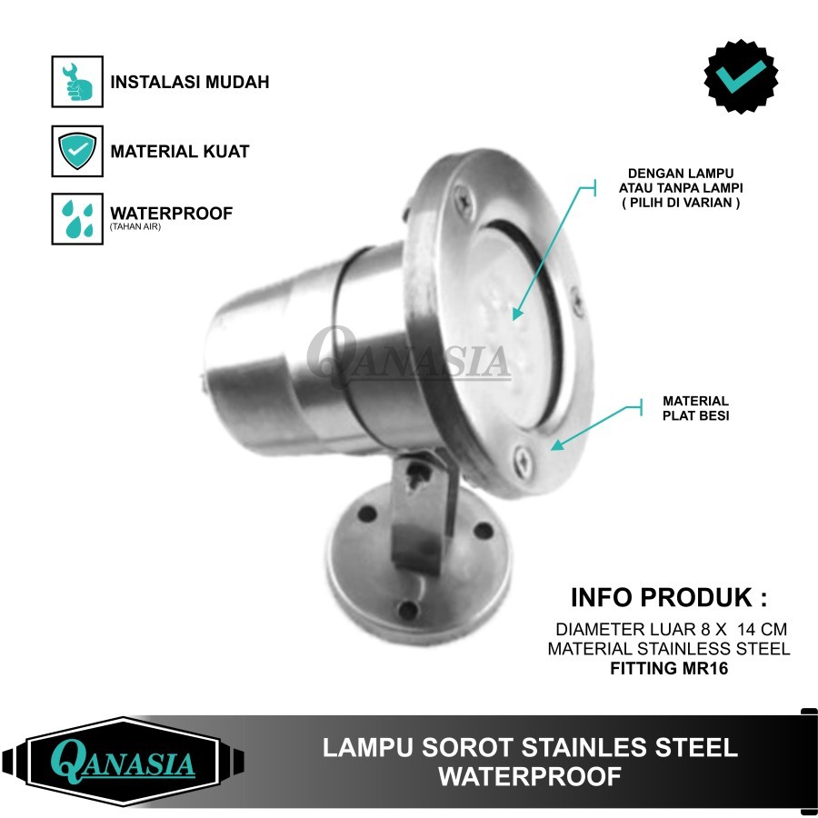 Lampu Sorot LED Lampu Taman Waterproof Spotlight Stainless Outdoor