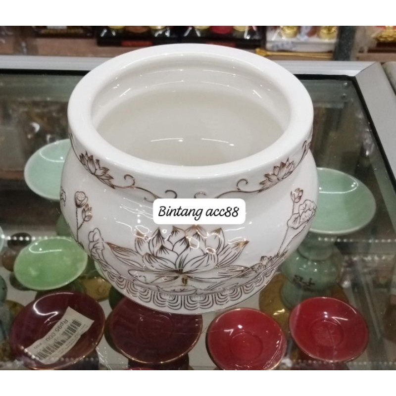 hiolo/hio lo-kwan im-teratai- keramik-putih- 5inch