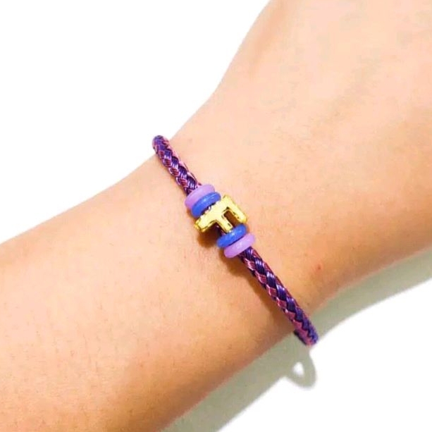 Gelang Tali Liontin Huruf F Balok Koleksi Josean Elegant Emas Asli