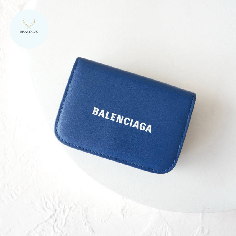 Balenciaga Cash Mini Wallet Grained Midnight Blue