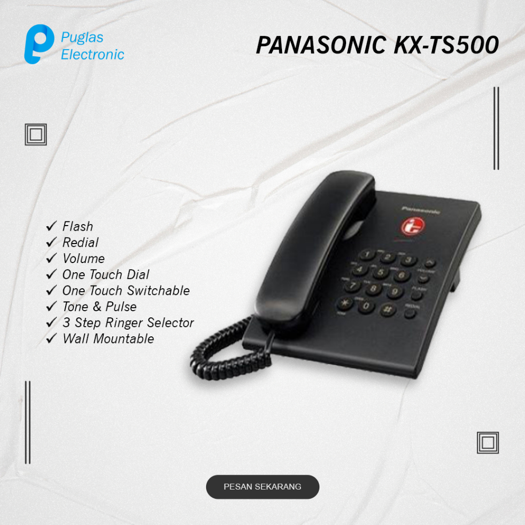 Pesawat Telepon Panasonic KX-TS500 Telepon Rumah Kantor Indihome - HTM