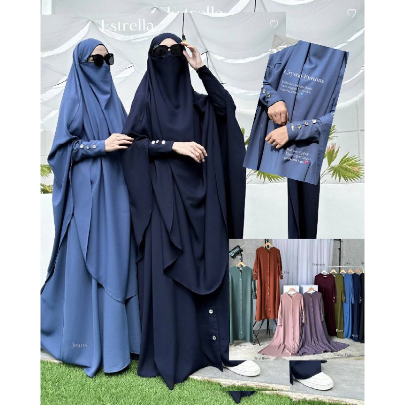 Estrella Set Gamis Syari Cadar By Mahira Soft Sajra