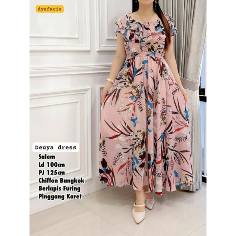 DEUYA/DAGUISE DRESS WANITA BUNGA CHIFFON BANGKOK