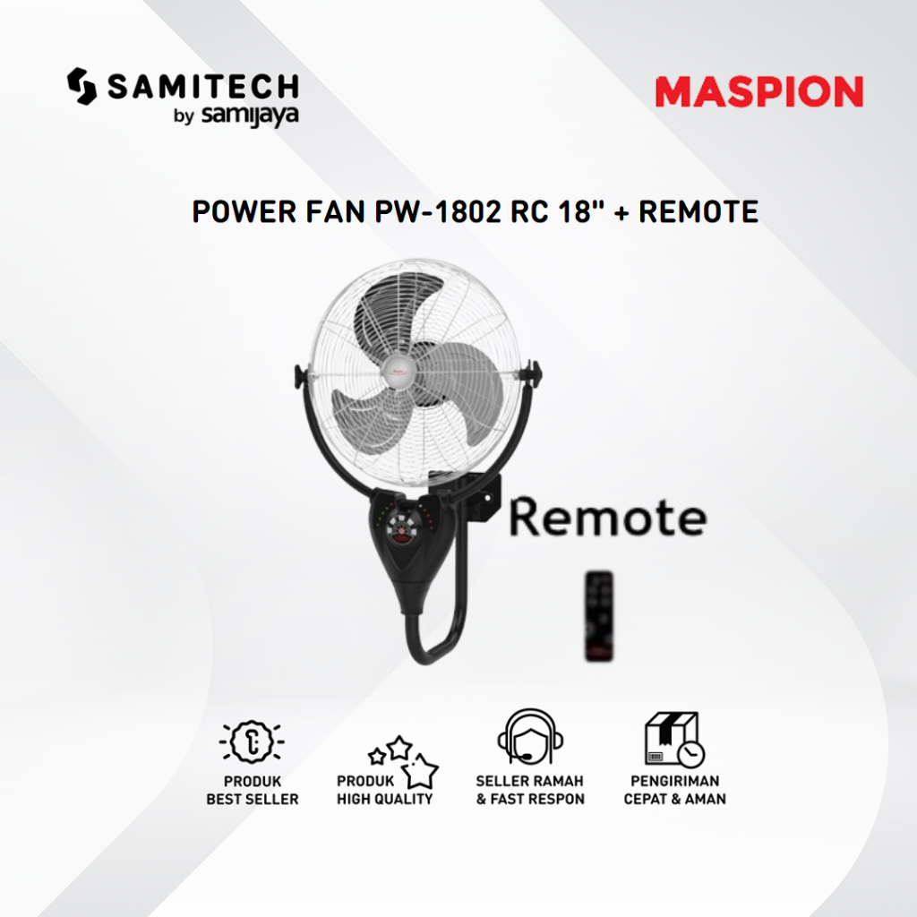 KIPAS ANGIN WALL FAN MASPION W/F PW-1802 RC PW 1802 RC 18INCH BERGARANSI
