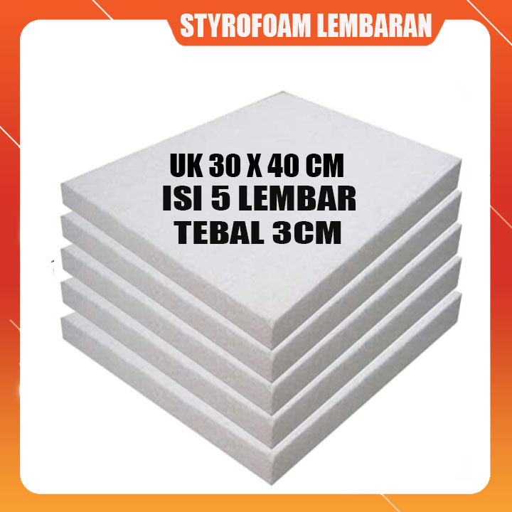 Styrofoam gabus lembaran uk 30 x 40 tebal 3 cm isi 5 lembar
