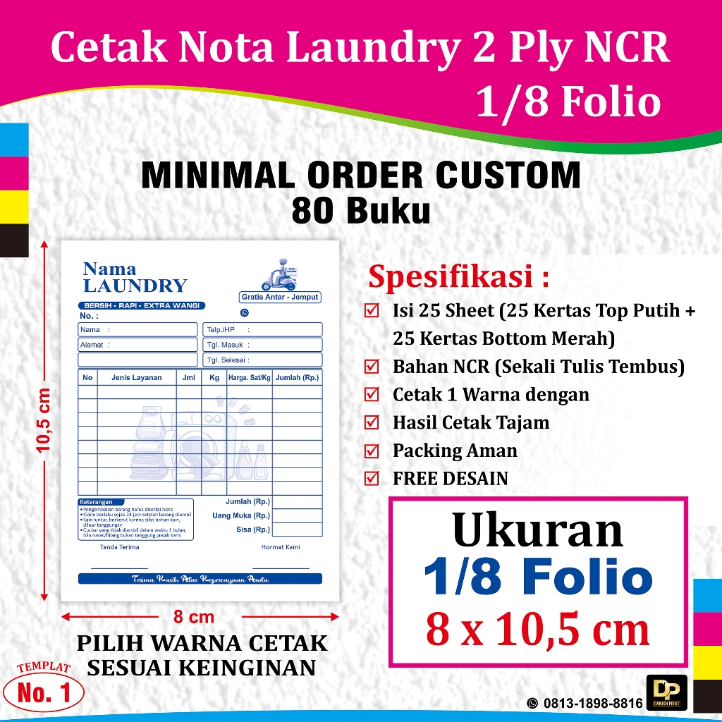 

cetak custome nota laundry 2 ply ncr isi 25 sheet