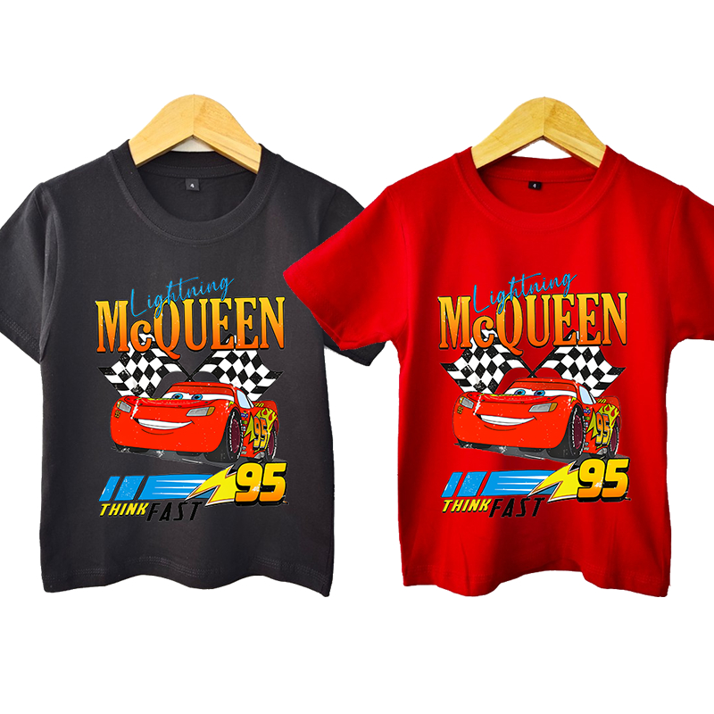 Kaos Anak Laki-laki Mobil Mcqueen Cars HITAM MERAH