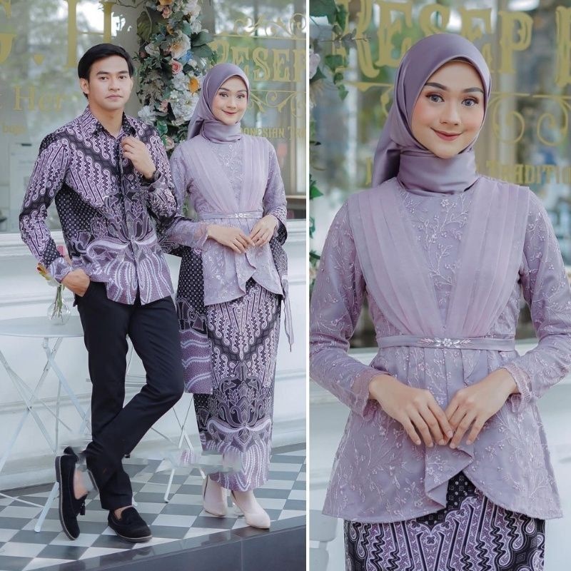 READY JUMBO LD 120 Kebaya Couple Wisuda Modern Kebaya Aveena Set Tunik Lamaran Tunangan Batik Baju C