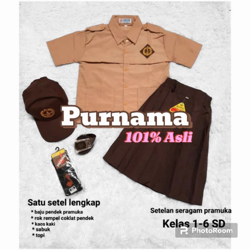 SERAGAM PRAMUKA SD PEREMPUAN SET PURNAMA PENDEK