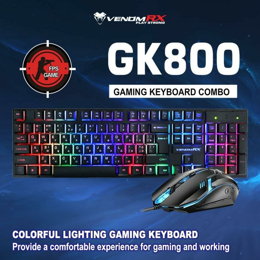 VENOMRX KEYBOARD + MOUSE GAMING COMBO GK800 VENOM RX GK800