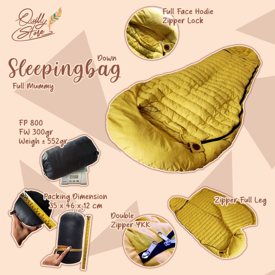Sleeping Bag Bulu Angsa Bulang GIA Down SB Camping Hiking Gunung Tahan Dingin Bukan Thrifting