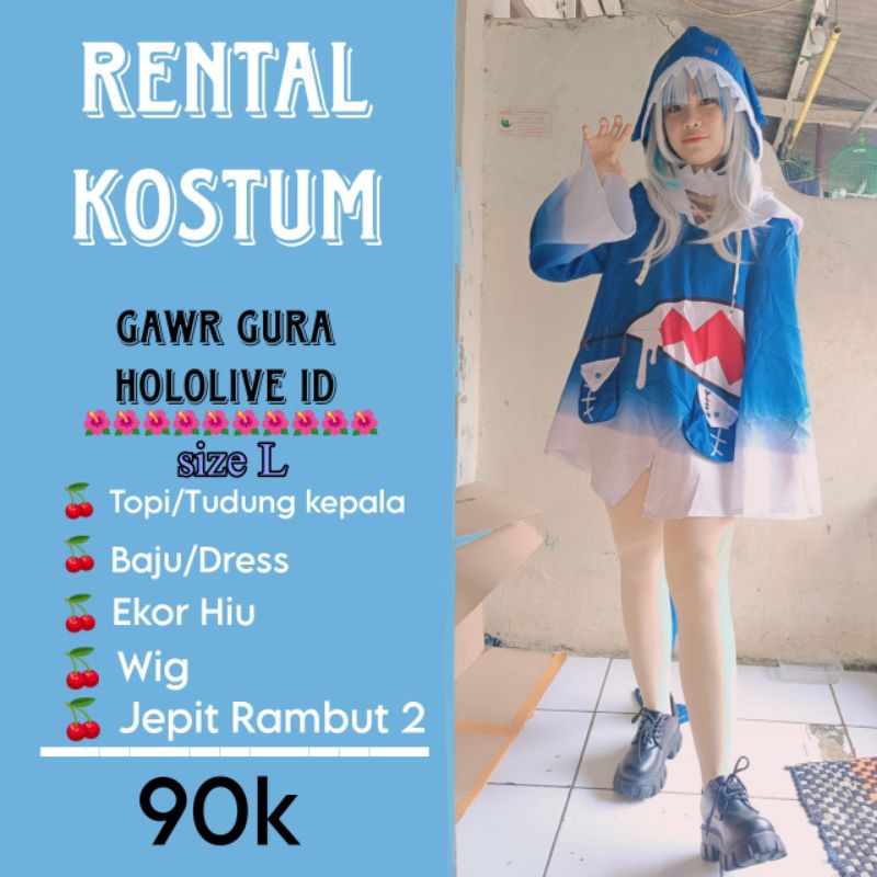 Rental Costum cosplay anime hololive Gawr gura
