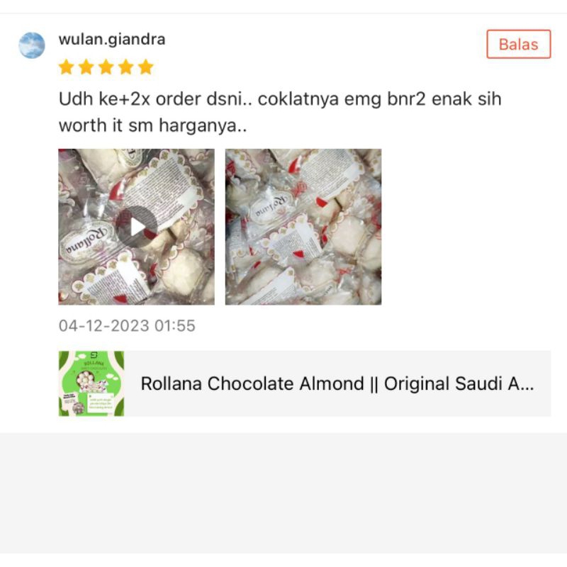 

RB22 Rollana Chocolate Almond RollanaChocolate Rollana Milk Choco Peanut Butter Original Best Seller