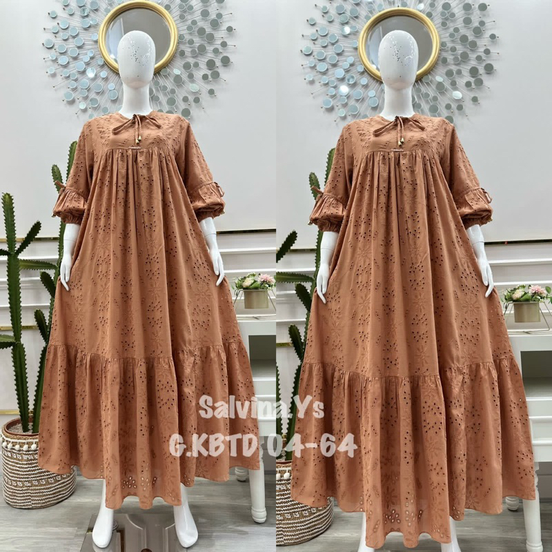 SALVINA YS Gamis katun bordir + furing QUEENSHA