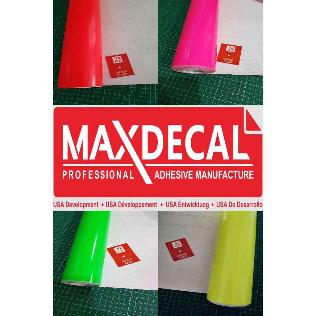 Stiker Max Decal Stabillo - Sticker Vinyl Maxdecal Fluorescent -  Lebar 45cm - 1 Roll