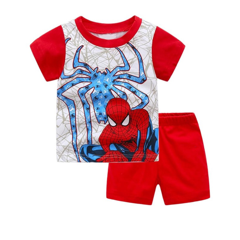 Baju Setelan Pendek Anak Spidermen Stelan Anak Gambar Laba-Laba