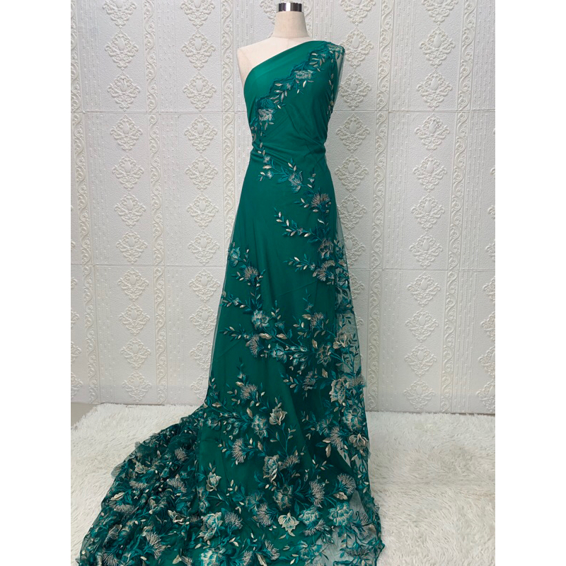 Bahan Kain Tille Bordir Flowers 3D