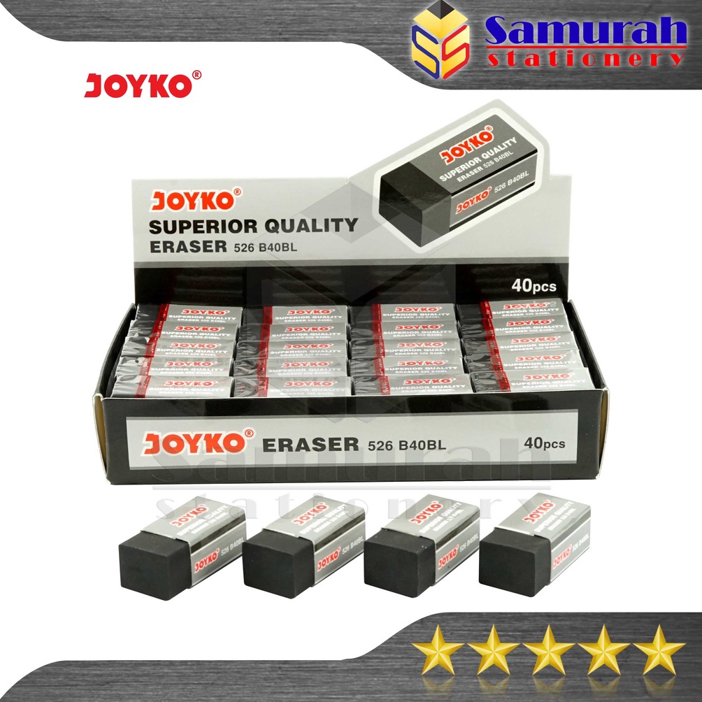 

Stok Banyak.. Penghapus Pensil Joyko B 40 Kecil isi 40 Pcs / Eraser B40 BL Hitam / Stip Pencil B40 P Putih Hitam ( 1 Pak ) D0V