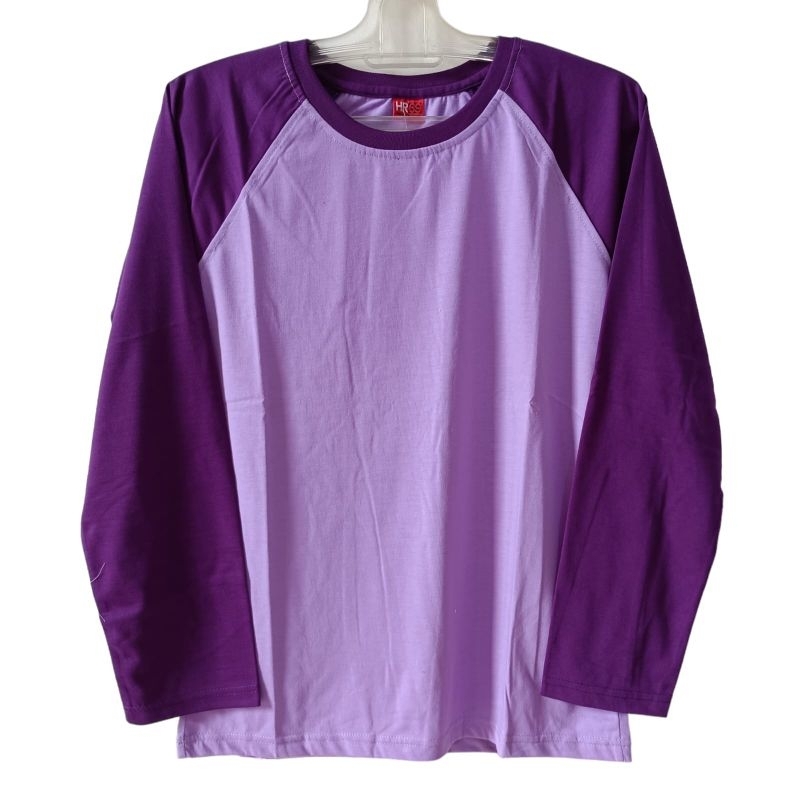 kaos reglan polos kaos oblong pria wanita lilac/ungu lengan panjang