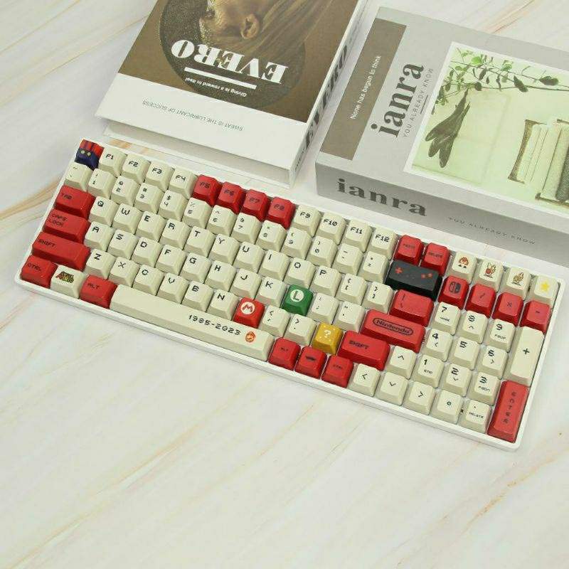 Keyboard Mario Theme Keycaps PBT Dye-sublimated OEM Height 123 Keys