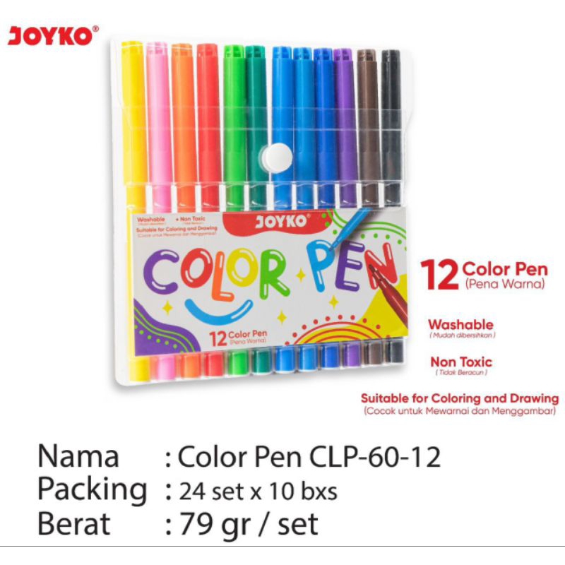 

Spidol warna Joyko/Color Pen Clp-60-12 ( 1set/12warna )