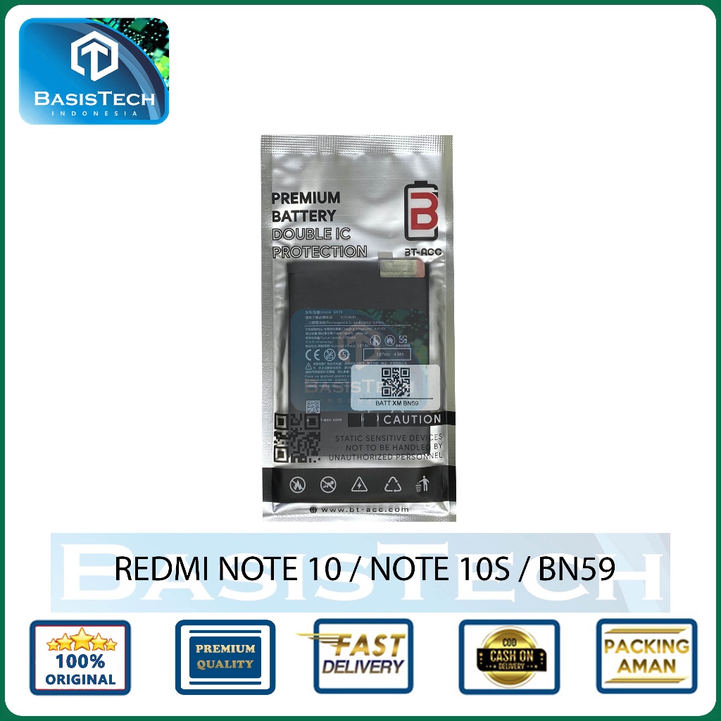 BATERAI XIAOMI REDMI NOTE 10 10S BN59 BT-ACC BASISTECH DOUBLE IC POWER PROTECTION