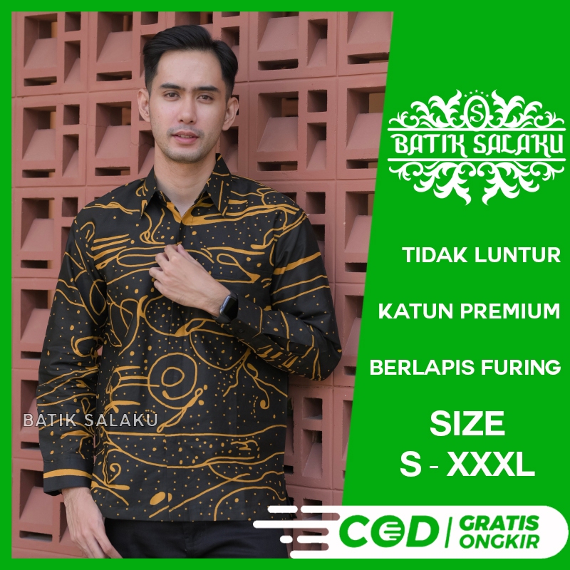 Kemeja Batik Pria Lengan Panjang 07 Baju BATIK SALAKU Premium Cocok Untuk Pesta Kantor Kondangan Lam