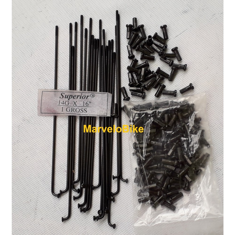 Spoke Jari Jari Sepeda 16 inch Hitam Superior Untuk Velg 16 Murni