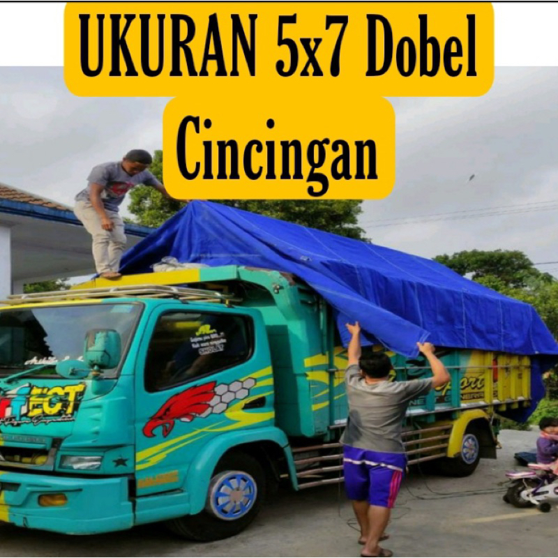 Terpal Truk kain liong/kanvas ukuran 5x7 Dobel Cincingan