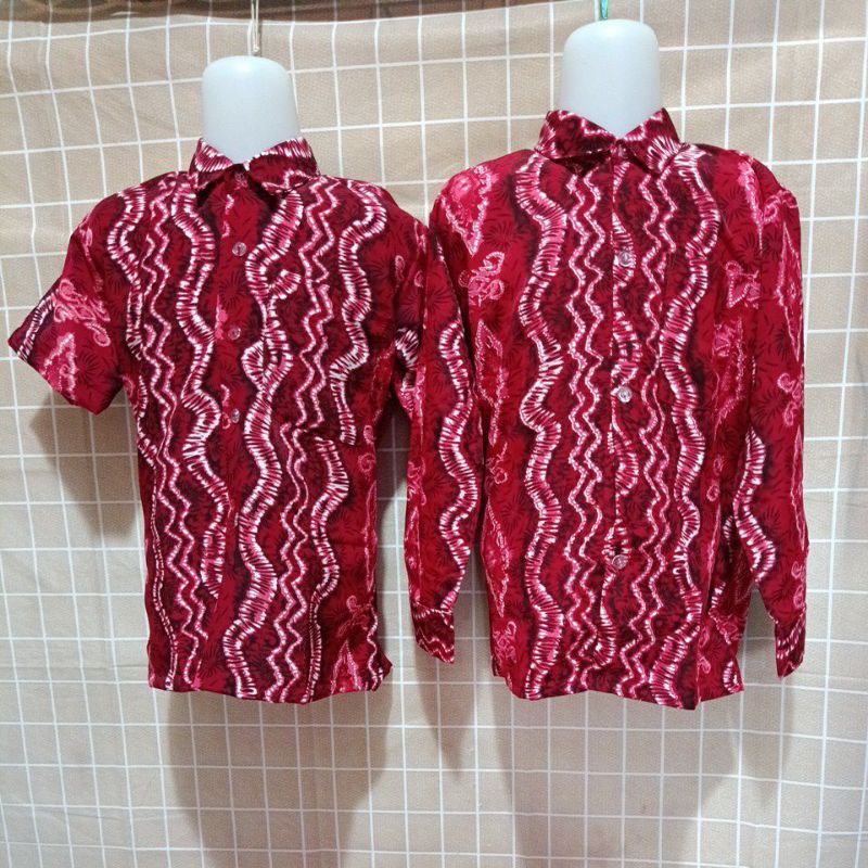 BAJU BATIK SEKOLAH/SASIRANGAN TANGAN PANJANG/SASIRANGAN MERAH TANGAN PENDEK/BAJU BATIK PRINTING MERA