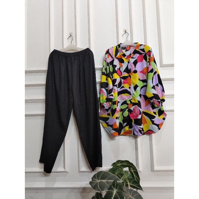 Setcel Lizam Kekinian Terbaru Bahan Rayon Motif Bunga