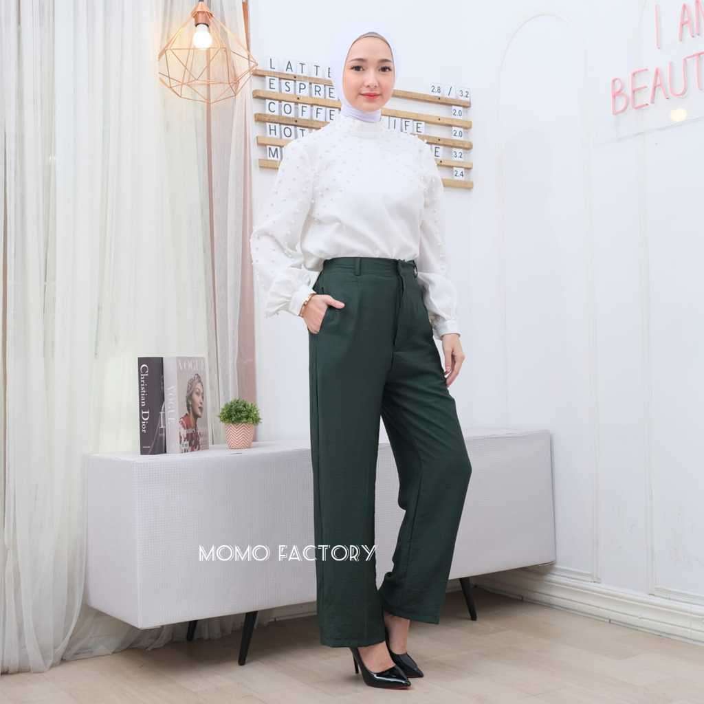 Celana Kulot Linen Highwaist Wanita Loose Cullote Pants