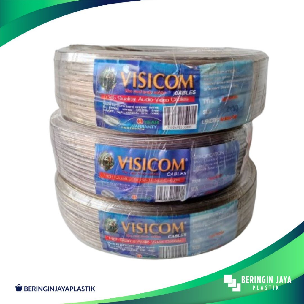 Kabel Listrik Transparan 2X30, 2X50, 2X80 / Kabel Audio / Kabel Monster Visicom 50M